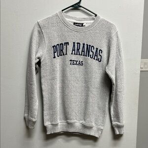 Comfort Colors Gray Crewneck Sweater with Port Aransas Texas Design